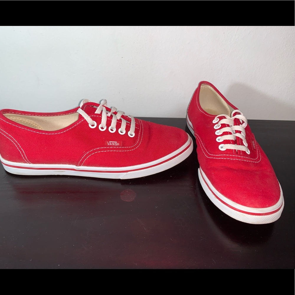 Red Vans authentic low pro shoes